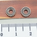 Pair of 12mm silver-tone textured spacer beads with granular design for DIY jewelry - Grain Texture Spacer Bead