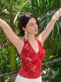 Exaggerated white petal long fringe earrings styled with a tropical vacation outfit - Natural Shell Woven Earrings / White