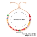 Rose gold crystal tennis bracelet with multi-color zircons and adjustable sliding clasp - 4mm Rose Gold Round Rainbow Stone