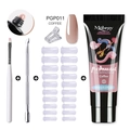 Mobray coffee poly nail gel kit with dual forms brush and steel pusher for extension - Coffee