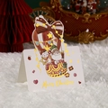 Elegant white Christmas card with gold hot-stamped Santa hot air balloon design - Santa Claus and Snowman