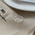 Minimalist silver heart ring with colorful enamel inlay in an open adjustable band - Colorful Enamel Heart Ring (J4185)