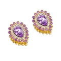 Elegante violette Tropfenohrringe mit Goldfassung und funkelnden Akzenten - Lila