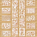 18-piece set of white PET painting stencils with animal, alphabet, and holiday motifs - 24*16 Animal Plant Holiday (18 Sheets)