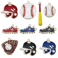 DIY Baseball-Sport-Anhänger-Set mit Emaille-Helmen, Schlägern und Handschuhen für Schlüsselanhänger - Gemischt 10 Stück Sport Baseball Set - 1 von jeder der 10 Arten