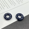 Macro shot of 20mm blue goldstone abacus bead with 8mm large hole on white card - Blue Sandstone (Synthetic)