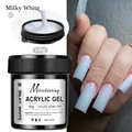 Texture detail of 150g milky white nail extension gel and finished gradient effect - 06 Milky White