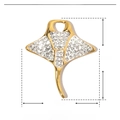 Detail view of stingray pendant in stainless steel with rhinestones and dimensions - Stingray/YE600