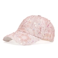 Casquette de baseball en dentelle rose avec broderie florale et paillettes - Nu