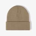 Classic khaki knit beanie for men and women featuring a thick double-layer warm design - 4-Seam Dark Khaki