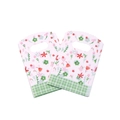 Floral print mini gift bags 9x15cm with green plaid pattern and carry handle - No. 79 (Floral Green Plaid)