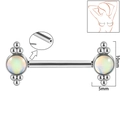 Internal thread stainless steel nipple ring with 10mm opal flower and size diagram - 1.6x14mm (Threadless) / Style 5-White Glitter