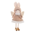 Champagne gold angel ornament with bunny ears and lace dress for Christmas decor - Brown