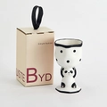 Creative ceramic panda pedestal cup with black polka dots and stylish gift box packaging - Panda Black Single Cup