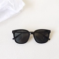 Classic black square frame sunglasses with silver rivets and dark grey tinted lenses - Black and Gray