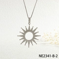 Detailed view of silver sunburst pendant with hollow center and pavé zircon stones - Silver Full Zircon Sun