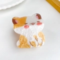 Cute calico cat hair claw clip in white, orange and brown marble acrylic material - Cat