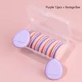 Mini teardrop finger powder puffs in purple and pink finish with clear storage case - 10 Pack + Storage Box / Purple