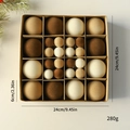 Brown and cream flocked Christmas baubles set in a 16-grid box for holiday decor - 12pcs 6cm + 32pcs 3cm / Coffee Colors