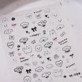 3D bronzing nail stickers with cartoon dogs, hearts and lucky text motifs, model M-709 - Cartoon Dog Heart Style (M-709-Silver)