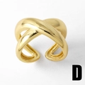 Detailed macro view of 18K gold-plated irregular cross ring with a high-polished finish - X-Shaped Double Layer Crisscross Style (D)