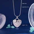 Silver heart shield pendant necklace with zircons and sleek snake chain, 45cm length - Silver