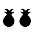 Minimalist black pineapple stud earrings with polished finish and geometric design - 062 Black