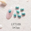 Décoration ongle turquoise ovale avec bordure argentée, taille 5x7mm pour manucure - Base Argent Vert Turquoise (LF7109) / 5X7mm