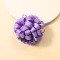 Handmade purple grosgrain ribbon flower hair tie with multi-layer elastic design - Purple