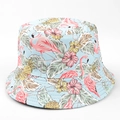 Détail d'un chapeau bob avec imprimé tropical de flamants roses et ananas sur bleu - M(56-58cm) / Flamant Rose Tropical Bleu Clair (16#)