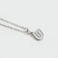 Minimalist silver alphabet U pendant necklace with a delicate chain for women - Letter U / Silver