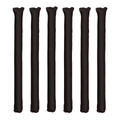 Detailed view of six black satin heatless hair curlers neatly arranged on white background - Black 6PCS (Bagged)
