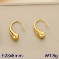 Pendientes de gota dorados pulidos de acero inoxidable con diseño geométrico - Estilo Dorado Mediano (KE115681-KFC)