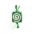 Decorazione natalizia a caramella quadrata verde con motivo a spirale bianca e cordino d'oro - Verde