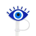 Blue Evil Eye silicone straw topper compatible with Stanley cups reusable dust plug - Blue White Black Evil Eye