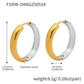 Minimalist 2.5cm two-tone gold and silver stainless steel hoop earrings with high polish finish - Two-tone (F1098-1)