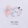 Irisierender Aurora-Schleifen-Nagelkunstanstecker mit Silberbasis, 9,5x4mm, Modell MZH-8061 - Weißer Mondlicht Aurora Bogen (8061) / 9.5*4mm