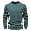 Macro view of stitching and navy white contrast panel on green cotton sweatshirt - Grass Green
