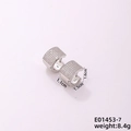 Ασημένιοι κρίκοι με ζιργκόν micro-pave, 1,6 εκ. ύψος σε μινιμαλιστικό στυλ - Λευκό K-λευκό Διαμάντι 1.1-e01453-7
