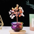 Natural crystal money tree ornament with colored stones and a gold treasure basin base - Mixed Colors Style