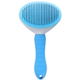 Blue self-cleaning pet brush for cats and dogs with protective stainless steel pins - OPP Bag / Blue