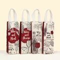 Sacchetti regalo per vino beige e bordeaux in tessuto non tessuto con manici grafici - 12 Stili Misti Casuali