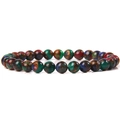 Charming 6mm natural stone beaded bracelet with multi-color swirl pattern and glossy finish - Multi-color Swirl Natural Stone