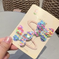Sparkly sequin butterfly hair clips with pearl beads for girls in colorful gradient style - Multicolor BB Clip (Pair)