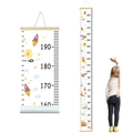 Hanging canvas growth chart with colorful cartoon rockets and planes for nursery decor - Multicolor