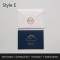 Minimalist blue greeting card with gold rainbow and envelope set for special teachers - Style E - HK031 Simple Time Series Card