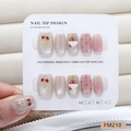 Handmade cherry ice cream cat-eye press-on nails set with diverse artistic designs - FM210 Cherry Cat Eye Style (Size S)