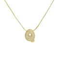 Detail view of 18k gold plated bubble letter Q pendant with sparkling cubic zirconia - Letter Q / Gold