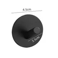 Matte black 304 stainless steel self-adhesive hook with a round 4.5cm base - Round Slanted Hook [Black]