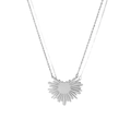 Minimalist silver sunflower ray necklace with radiant heart pendant in stainless steel - Silver Ray Heart